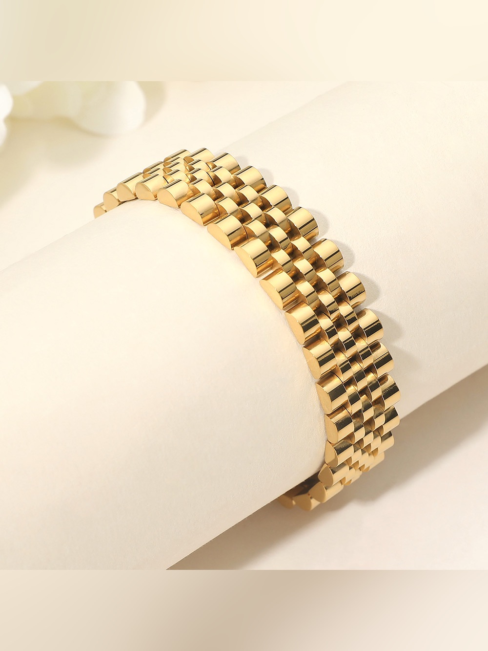 Gold Dipped Stainless Steel Jubilee Style Link Chain Bracelet